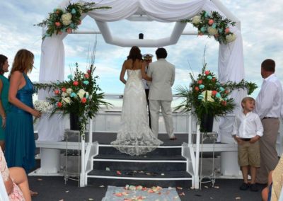 fl destination yacht wedding altar sky deck