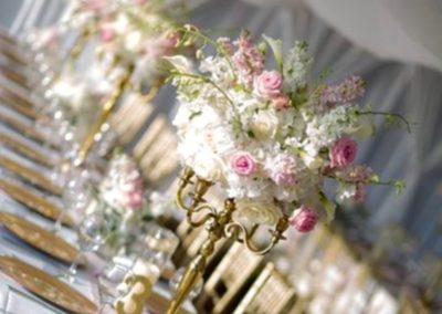 destin wedding flowers gold and pink tall