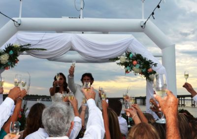 sky deck toast Solaris yacht wedding comp