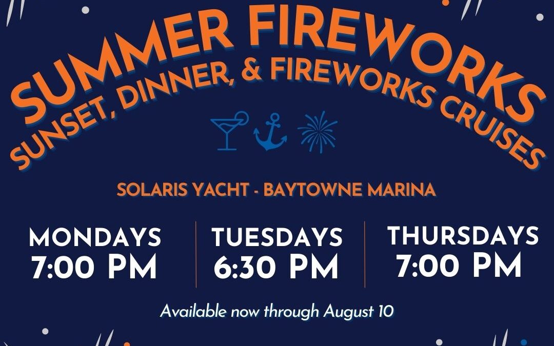 Destin Sunset & Fireworks Cruise – Mondays, Tuesdays, & Thursdays Summer 2023